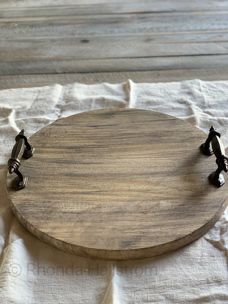 Round Wood Charcuterie Board Tray with HandlesFood Etsy