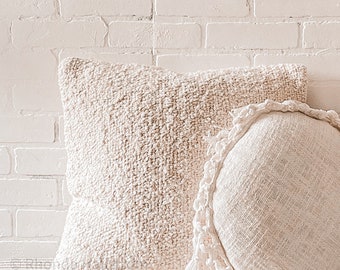 Cream Woven Boucle Pillow/ Texture Throw Pillow