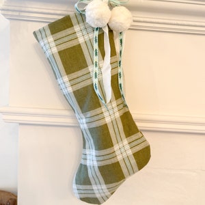 Green Plaid Family Christmas Stocking Handmade