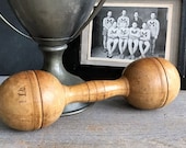Vinage Wooden Dumbbell Vintage Sports Equipment Vintage Hand Weight Rustic Home Decor Sporting Goods Decor Man Cave Decor