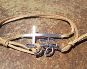 Brown Leather Silver Cross Leaf Bracelet Anklet Charm Men Women Unisex Fashion New Love Cute Diy Friendship