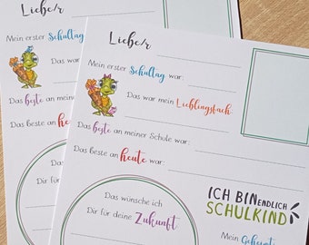 Gästebuchkarten/Fragebögen zur Einschulung mit Schildkrötenmotiv, A5 - ab 7,50 euro