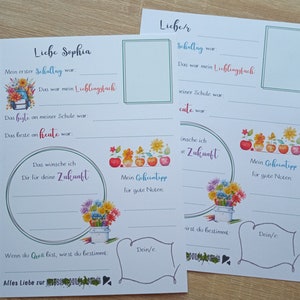 Gästebuchkarten/Fragebögen zur Einschulung mit blumigem Motiv, A5 - ab 8 euro