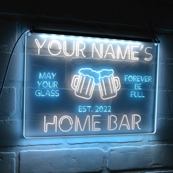 Personalized Your Name Custom Home Bar Sign | Your Name Bar Sign | Neon Bar Sign | Man Cave Bar Sign | Dual Color LED Sign | Neon Sign