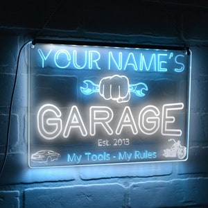 Personalized Garage Sign | Your Name Garage Sign | Neon Garage Sign | Garage Man Cave Sign | Dual Color LED Sign | Custom LED Sign