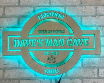 LED Man Cave Sign - LED Bar Sign - Man Cave - Bar Gift - LED Color Changing Sign
