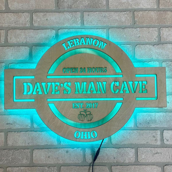 LED Man Cave Sign - LED Bar Sign - Man Cave - Bar Gift - LED Color Changing Sign