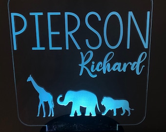 Personalized Night Light - Safari Night Lights - Children's Night Light - Safari- Birthday Gift - Personalized Safari Gift