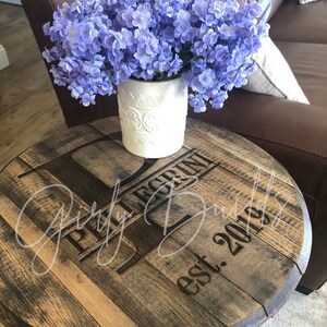 Bourbon Barrel Coffee Table - Bourbon Barrel End Table - Personalized Bourbon Barrel - Bourbon Barrel Gift - Bourbon Barrel Head image 3