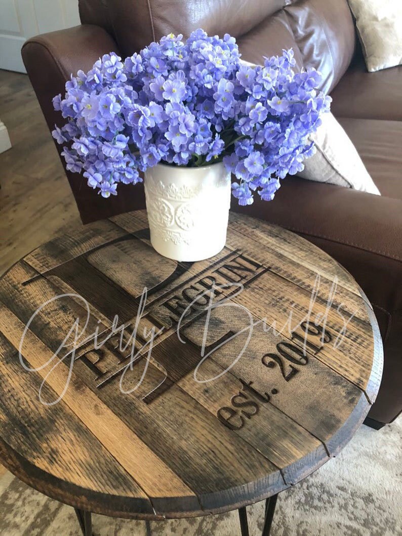 Bourbon Barrel Coffee Table - Bourbon Barrel End Table - Personalized Bourbon Barrel - Bourbon Barrel Gift - Bourbon Barrel Head image 3
