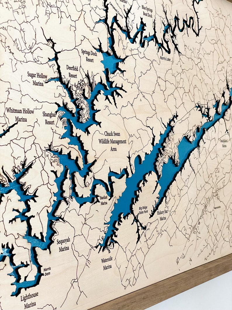 Norris Lake Wall Art Custom Wood Map 3D Wall Art Norris Etsy
