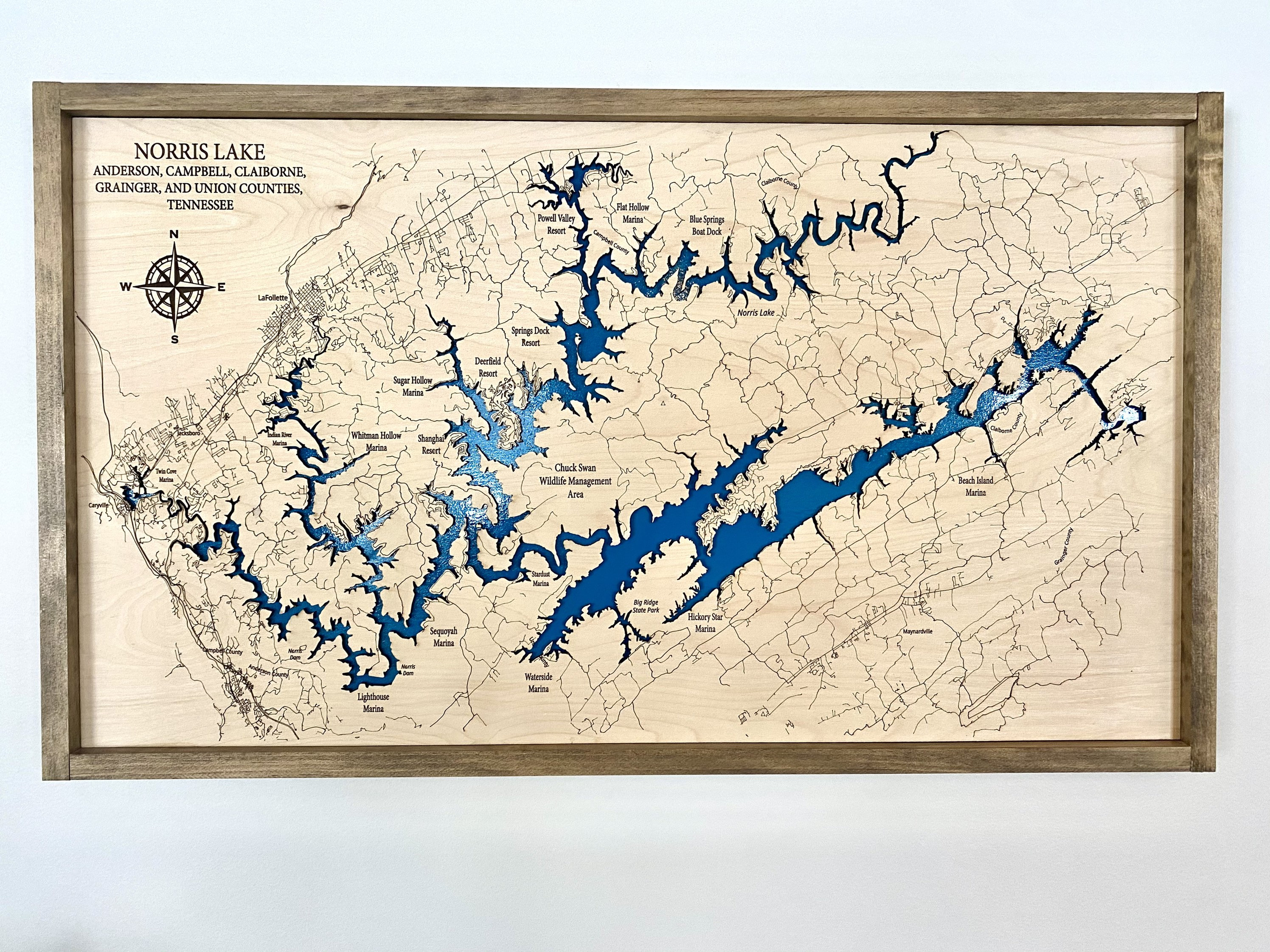 Norris Lake Marinas Map Norris Lake Wall Art Custom Wood Map 3d Wall Art Norris Etsy