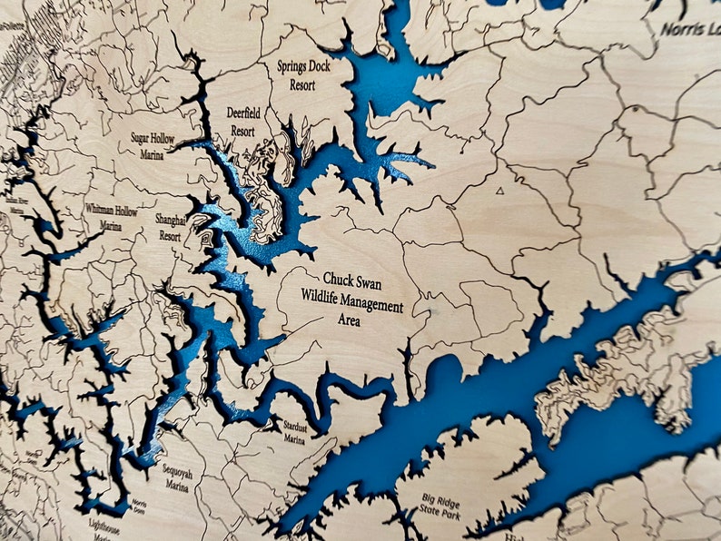Norris Lake Wall Art Custom Wood Map 3D Wall Art Norris Etsy