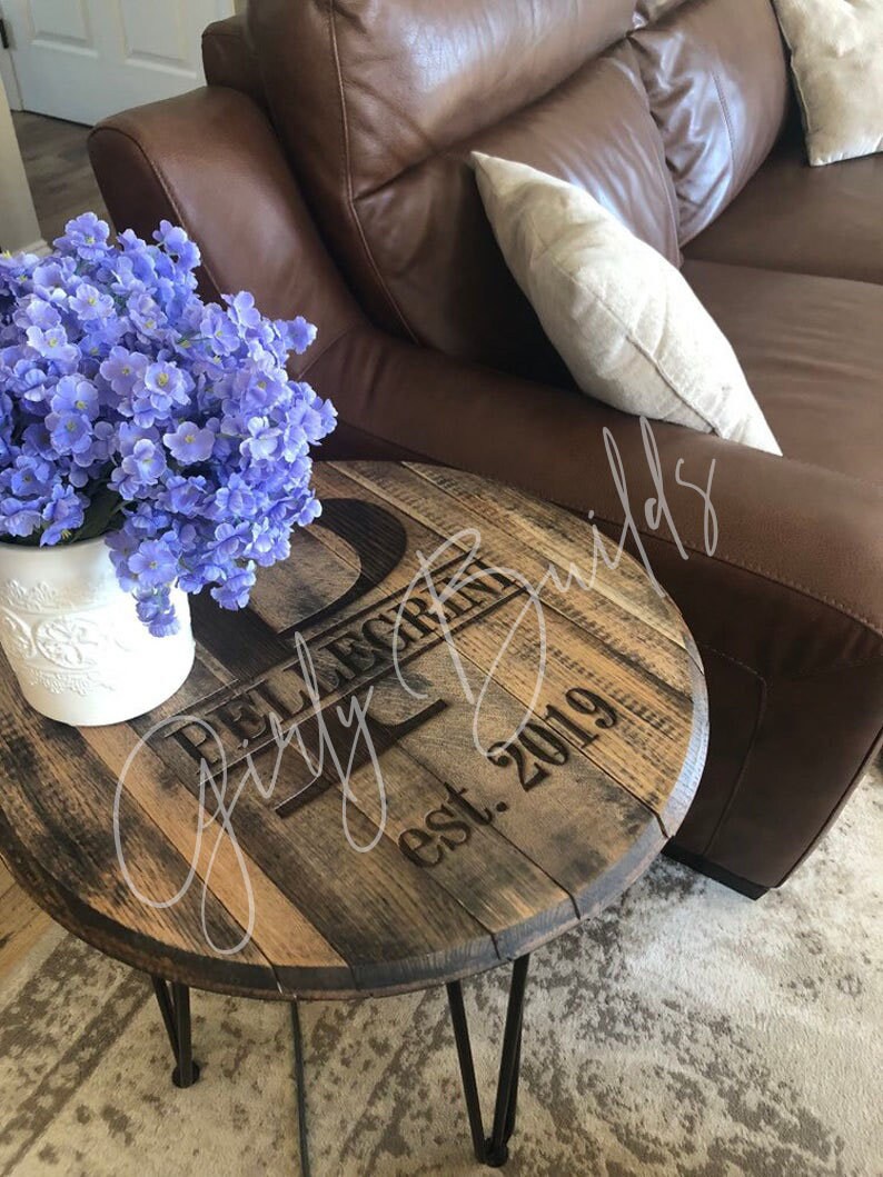 Bourbon Barrel Coffee Table - Bourbon Barrel End Table - Personalized Bourbon Barrel - Bourbon Barrel Gift - Bourbon Barrel Head image 7