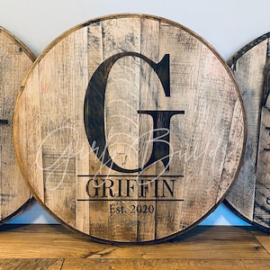 Bourbon Barrel Coffee Table - Bourbon Barrel End Table - Personalized Bourbon Barrel - Bourbon Barrel Gift - Bourbon Barrel Head image 1