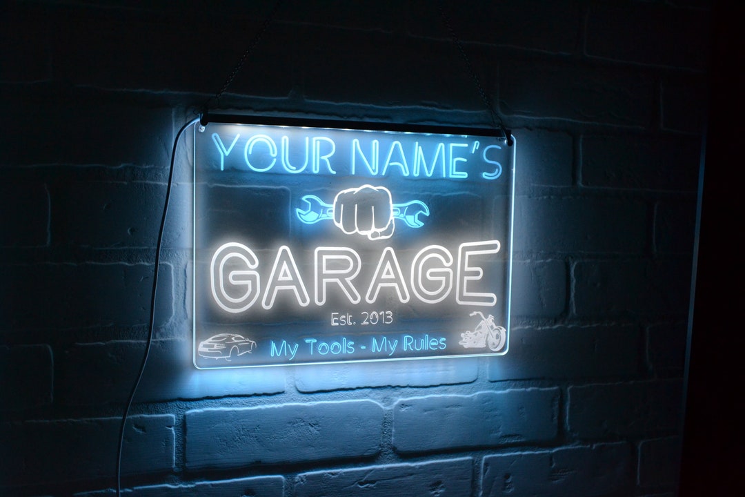 Personalized Garage Sign Your Name Garage Sign Neon Garage Sign Garage