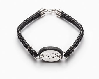 Leather and silver sterling 925 equestrian bracelet "The horse"