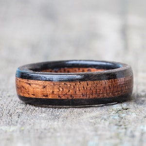 Koa and Ebony Wooden Ring - Mens Wedding Band Wood Ring Engagement Ring Womens Anniversary Gift Acacia Koa Wood Hawaiian Koa Wood Ring