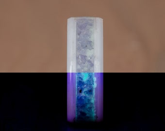 Glowing Tanzanite Inlay White Ceramic Ring