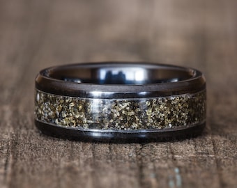 Your Sand Inlay Black Ceramic Ring