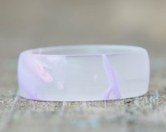 Frosted White Pink Purple Acrylic Ring