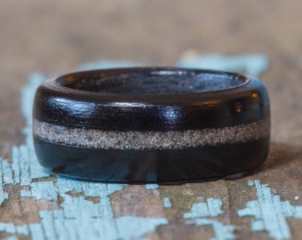 Ebony Wood Ring With Your Sand Inlay