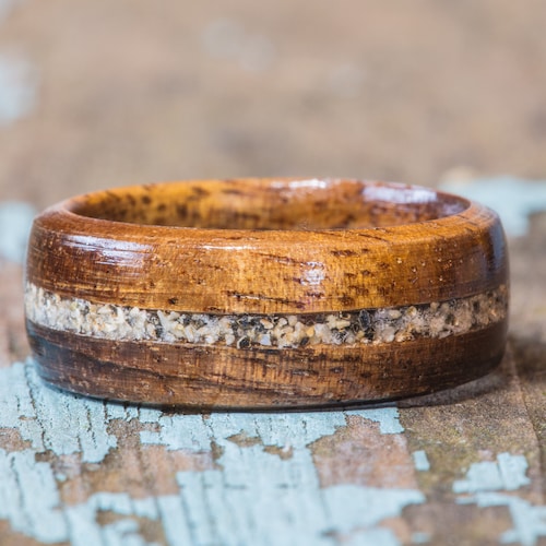 Koa Wood Titanium and Your Sand Inlay Ring Hawaiian Koa - Etsy