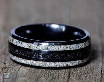 Triple Inlay Black Ceramic Your Sand Ring