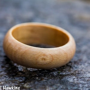 Maple Wood Ring -  Mens Womens Custom Hand Carved Wedding Engagement Band Multiple Size White