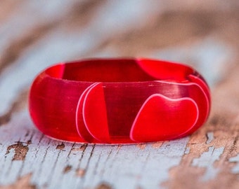 Red and White Acrylic Ring