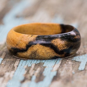 Ebony Wood Ring: Handmade Pale Moon Wedding Band