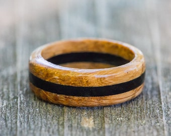 Whiskey Barrel Ring with Ebony Inlay