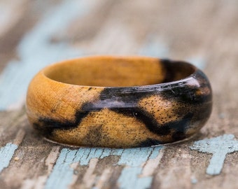 Black and White Ebony Wood Ring