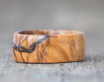 Bethlehem Israel Olive wood ring with Peridot Holy Land olive wood ring sacred wood ring Men Olive wood ring Woman olive wood ring any size