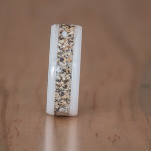 Your Sand Inlay White Ceramic Ring - Use Your Own Sand! Men 8mm Women ...