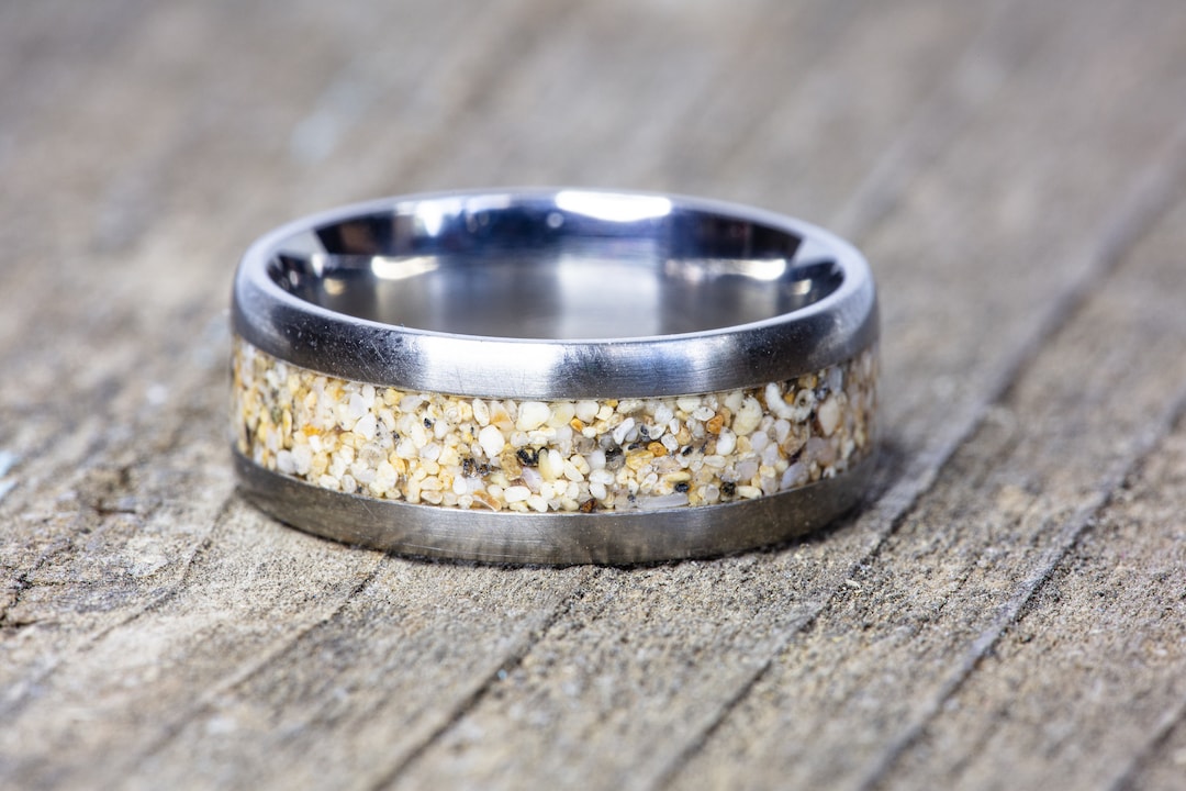 Titanium Your Sand Inlay Ring - Use Your Own Sand! Men 8mm Women 4mm ...