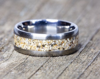 Titanium Your Sand Inlay Ring