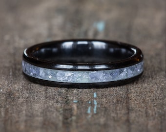 Tanzanite Black Ceramic Stacking Ring