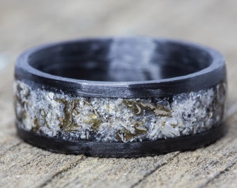 Dinosaur Bone and Meteorite Carbon Fiber Ring