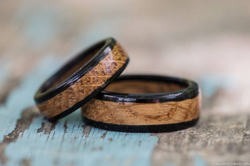 Kentucky Bourbon Barrel and Ebony Wood Ring Bourbon Barrel Ring Mens Wedding Band Womens Wooden Ring Mens Engagement Ring Wood Anniversary