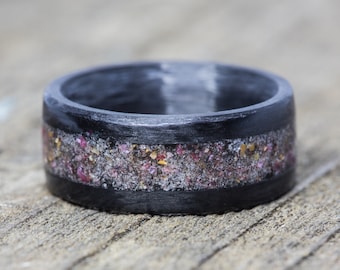 Ruby & Your Sand Inlay Carbon Fiber Ring