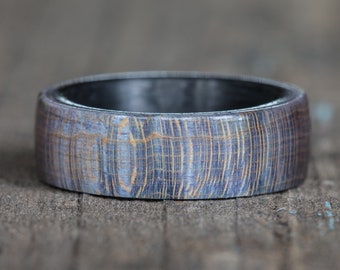 Blue Purple Dyed Maple Wood Ring with Carbon Fiber Liner