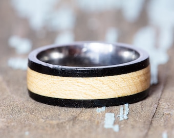 Kentucky Basketball Floor Wood and Titanium Ring