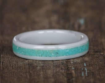 Turquoise White Ceramic Stacking Ring