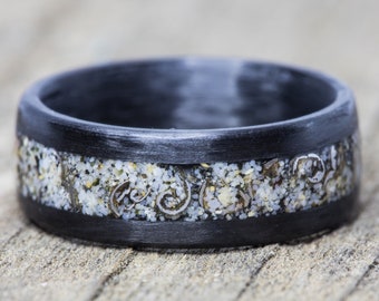 Meteorite & Your Sand Inlay Carbon Fiber Ring