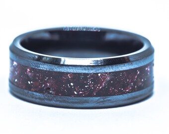 Your Dried Flower Inlay Black Ceramic Ring