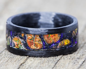 Blue Dragon Scale Carbon Fiber Ring