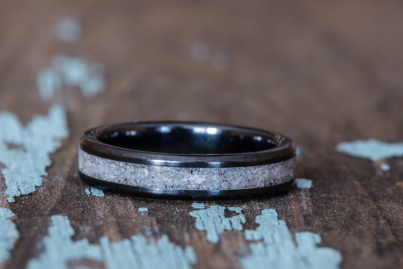 Your Sand Inlay Black Ceramic Stacking Ring Use Your Own Sand Women 4mm ...