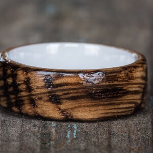 Reclaimed Whiskey Barrel Wood Ring: White Ceramic Liner