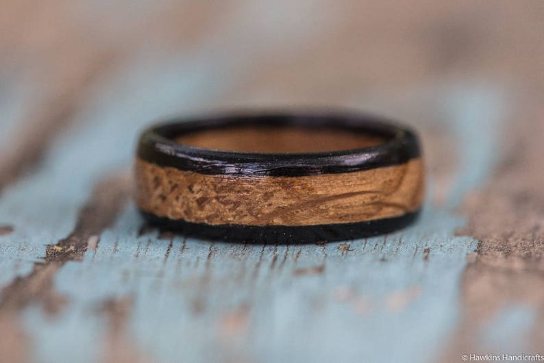 Kentucky Bourbon Barrel and Ebony Wood Ring Bourbon Barrel Ring Mens Wedding Band Womens Wooden Ring Mens Engagement Ring Wood Anniversary